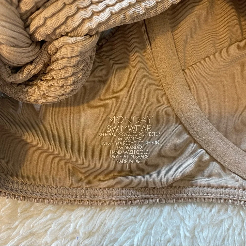 Monday Swimwear Beige Textured Bikini Top
